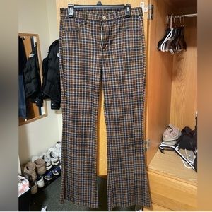 American Eagle Stretch Plaid Super High-Waisted Flare Pants